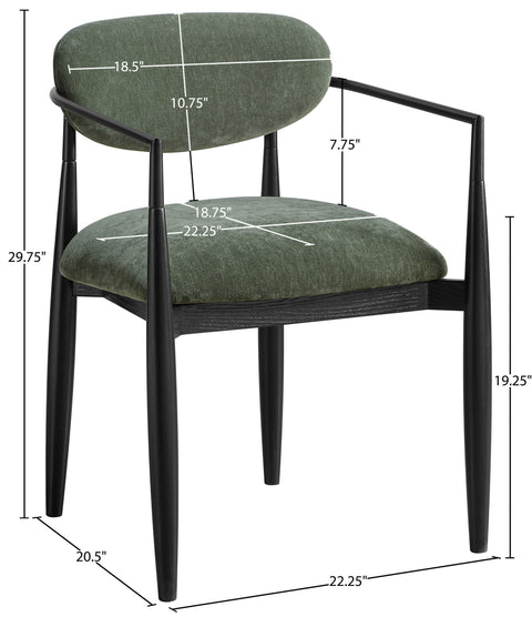 Harlow Olive Performance Fabric Upholstered Dining Arm Chair , 2-Piece (Style 4)