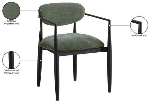 Harlow Olive Performance Fabric Upholstered Dining Arm Chair , 2-Piece (Style 4)