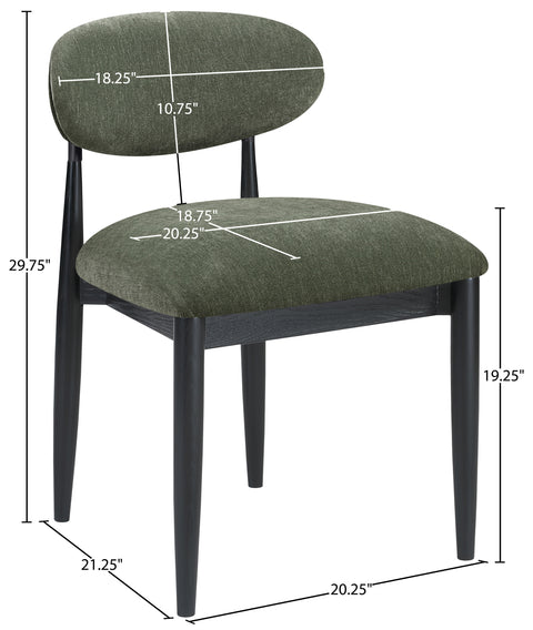 Harlow Olive Performance Fabric Upholstered Dining Side Chair , 2-Piece (Style 4)