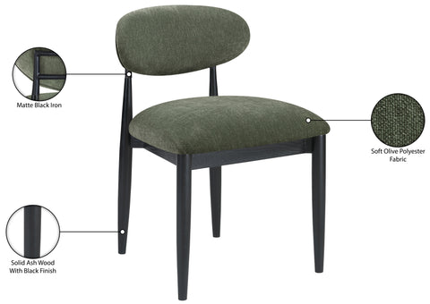 Harlow Olive Performance Fabric Upholstered Dining Side Chair , 2-Piece (Style 4)
