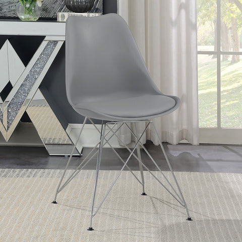 Trofello Polypropylene Dining Side Chair Grey (Set of 2)Grey