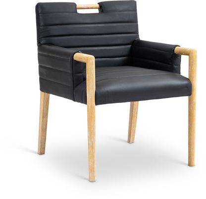 Maxwell Black Vegan Leather Dining Arm Chair