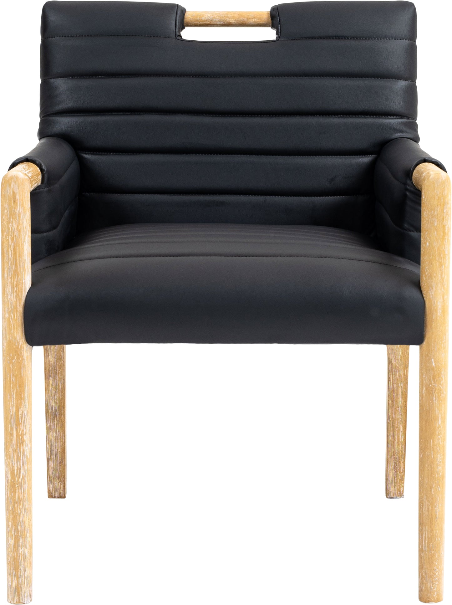 maxwell black vegan leather dining arm chair