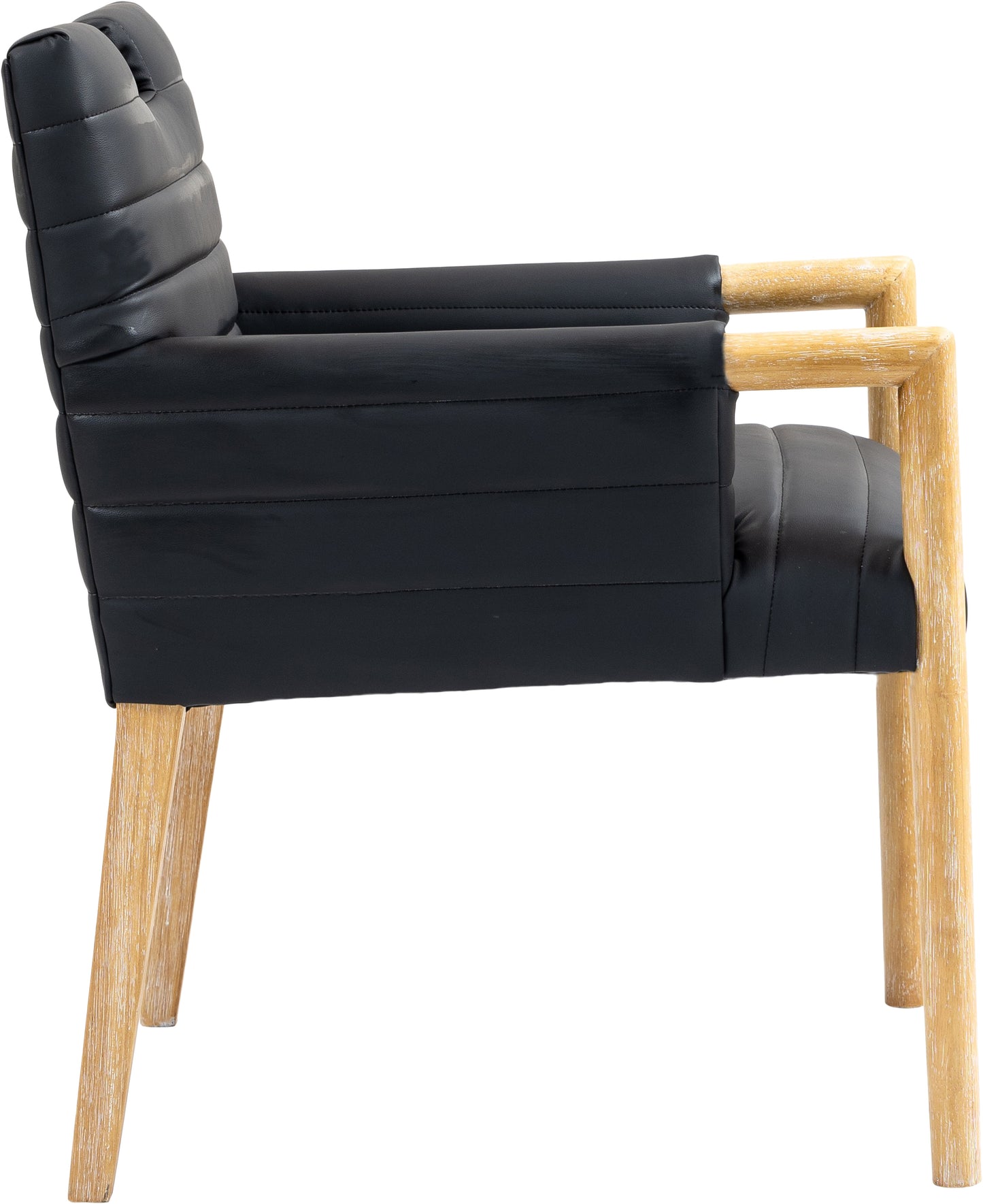 maxwell black vegan leather dining arm chair