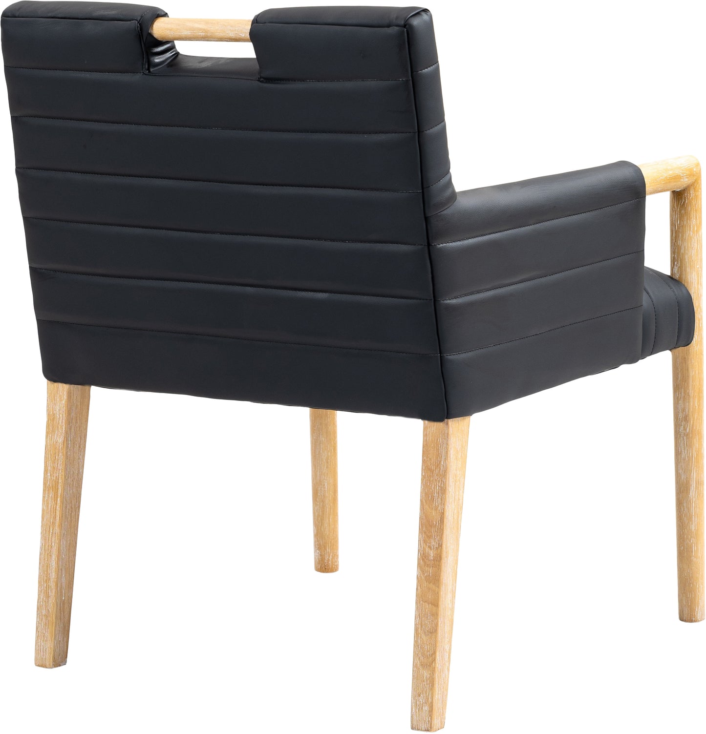 maxwell black vegan leather dining arm chair