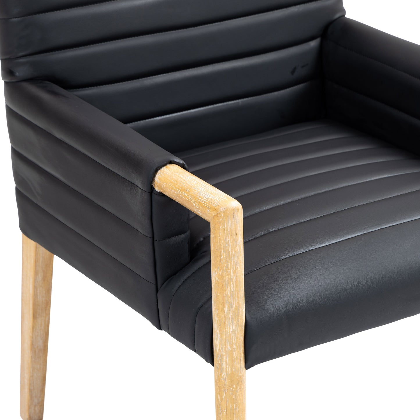 maxwell black vegan leather dining arm chair