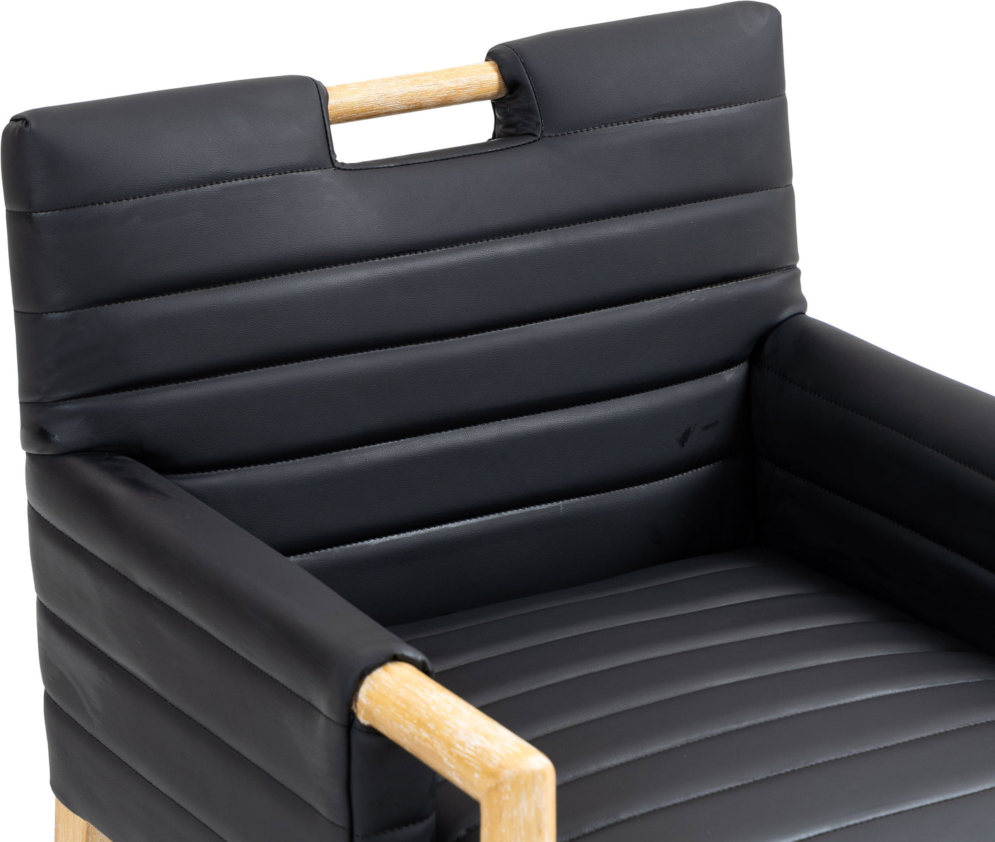 maxwell black vegan leather dining arm chair