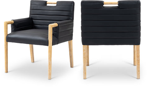 Juniper Black Vegan Leather Upholstered Dining Arm Chair , 1 Piece (Style 1)