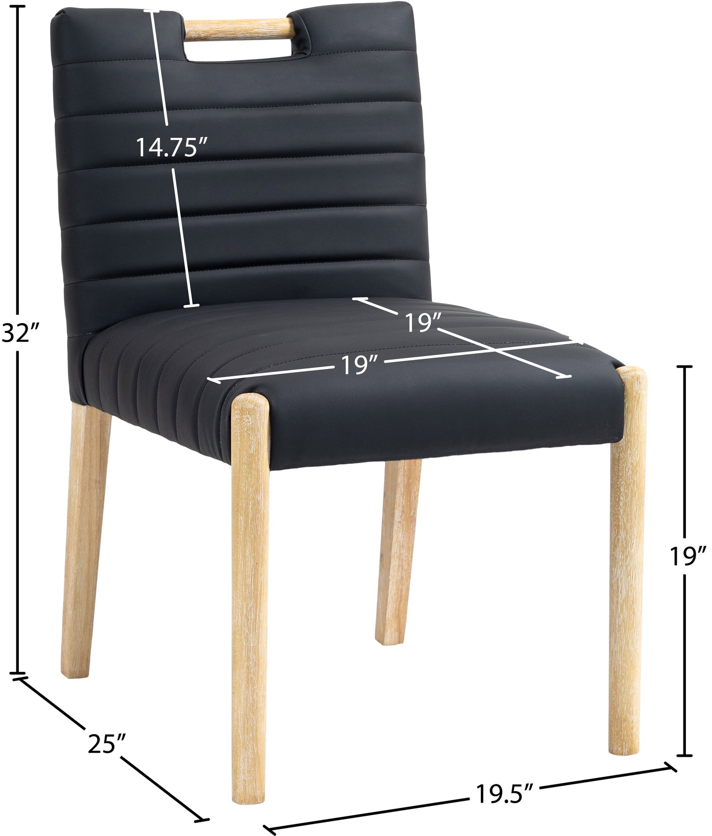 maxwell black vegan leather dining side chair