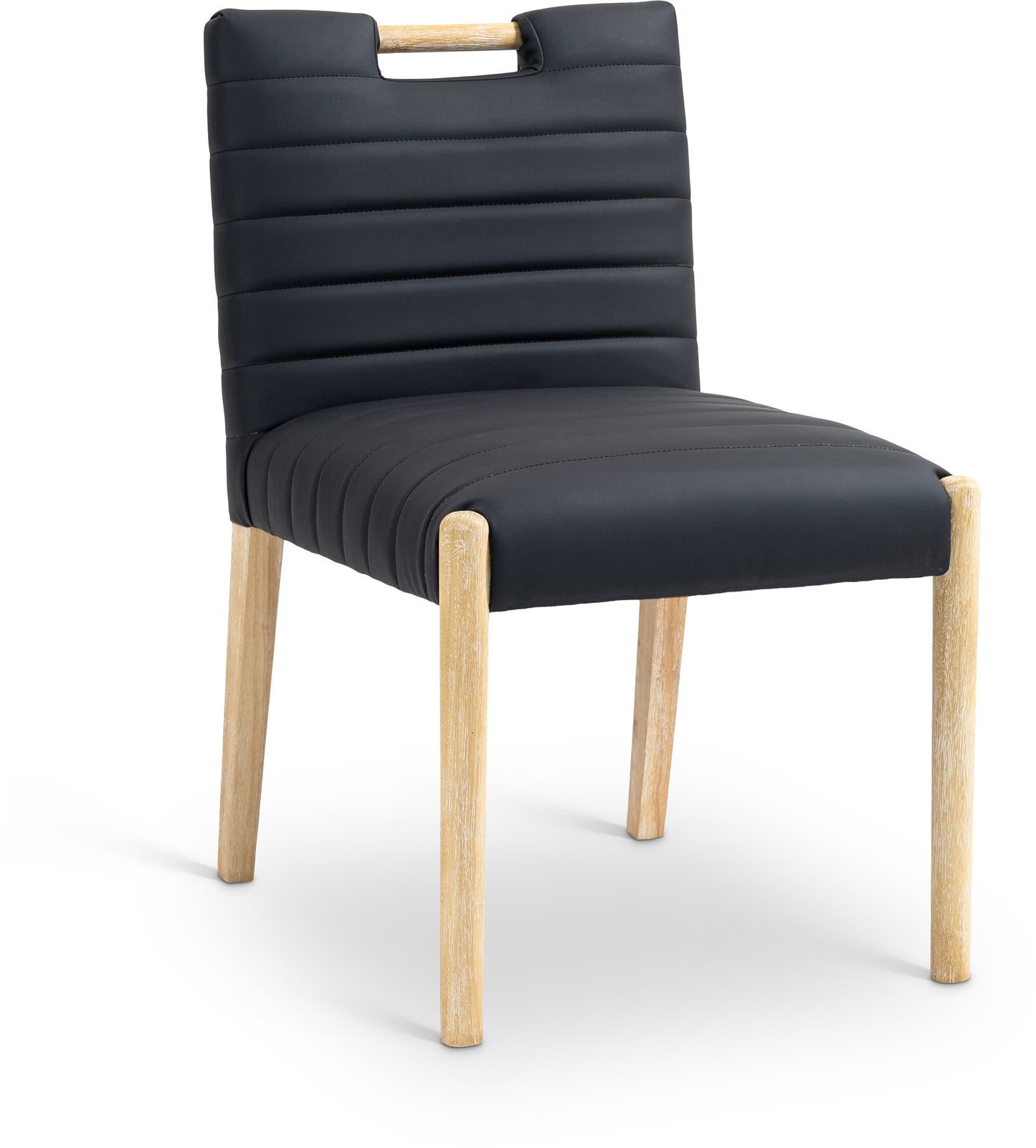 maxwell black vegan leather dining side chair