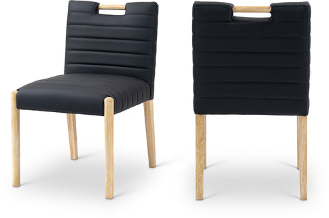 Juniper Black Vegan Leather Upholstered Dining Side Chair , 2-Piece (Style 1)