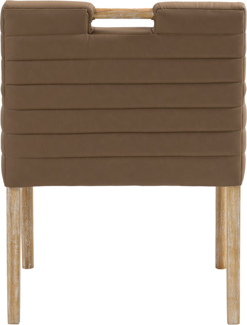 Maxwell Brown Vegan Leather Dining Arm Chair