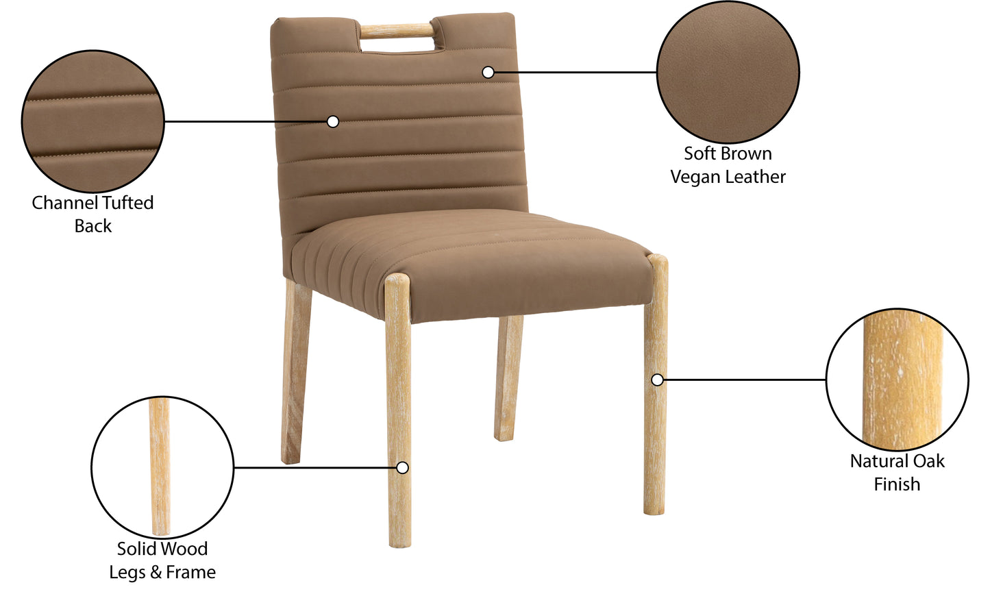 maxwell brown vegan leather dining side chair