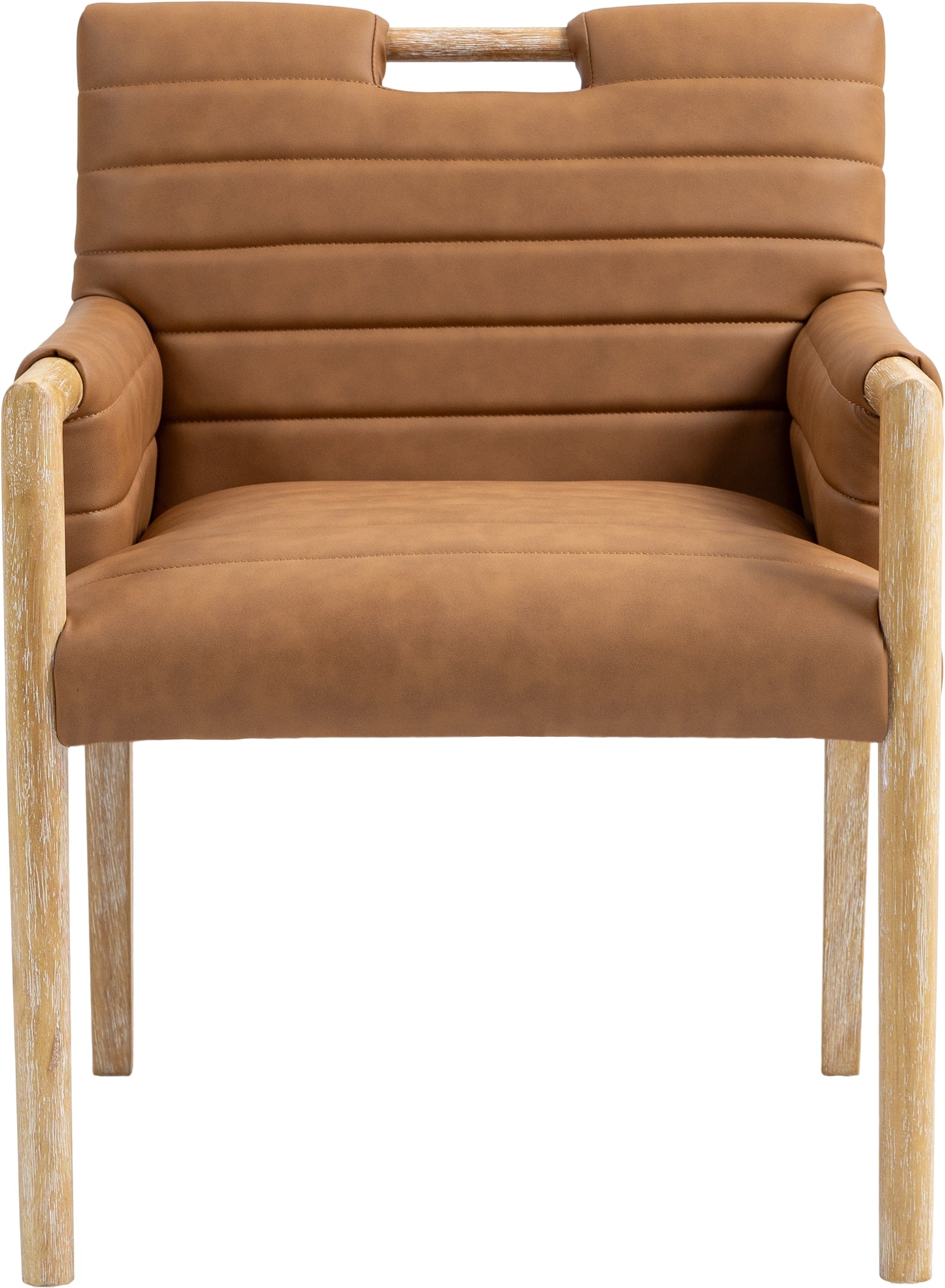 maxwell cognac vegan leather dining arm chair