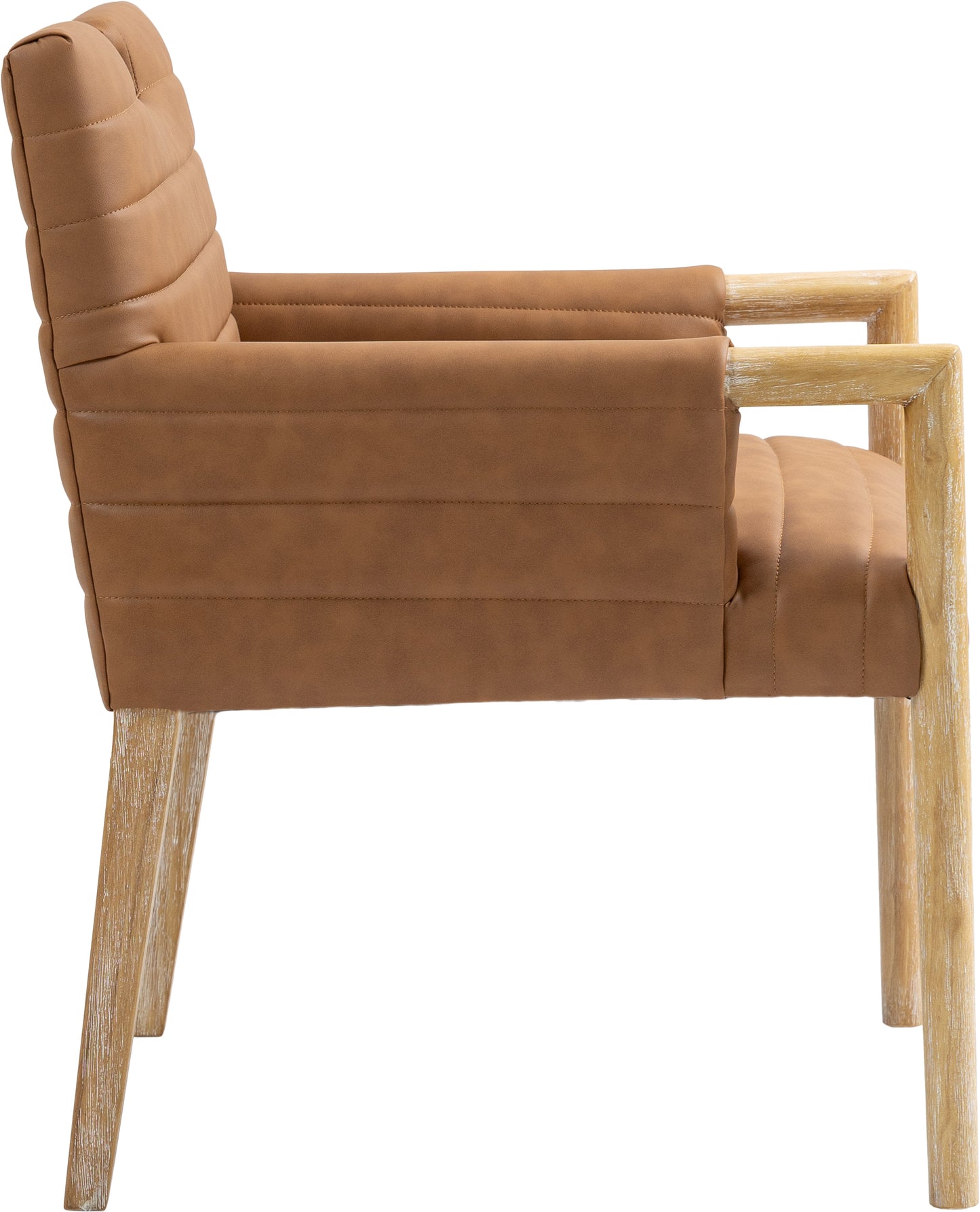 maxwell cognac vegan leather dining arm chair