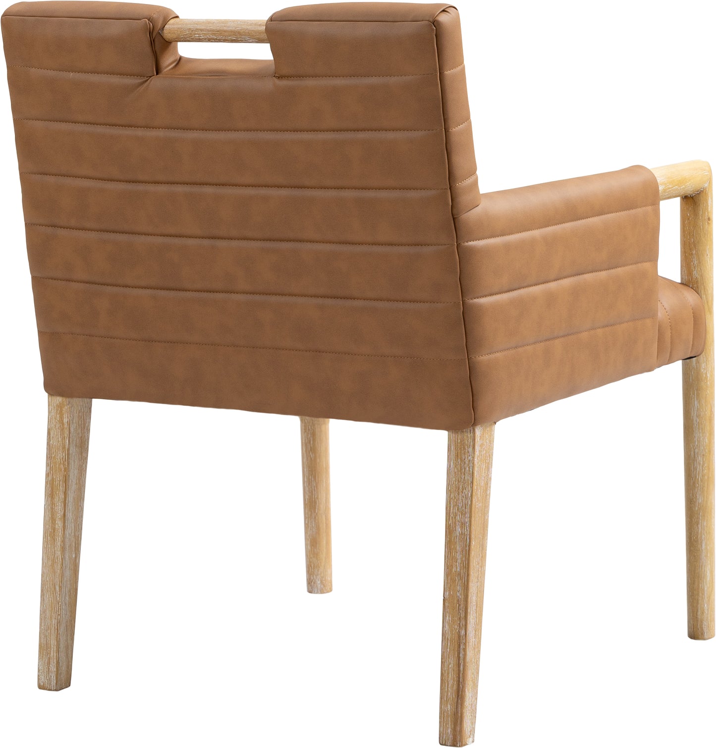 maxwell cognac vegan leather dining arm chair