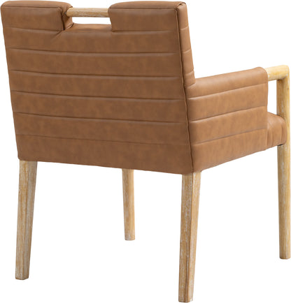 Maxwell Cognac Vegan Leather Dining Arm Chair