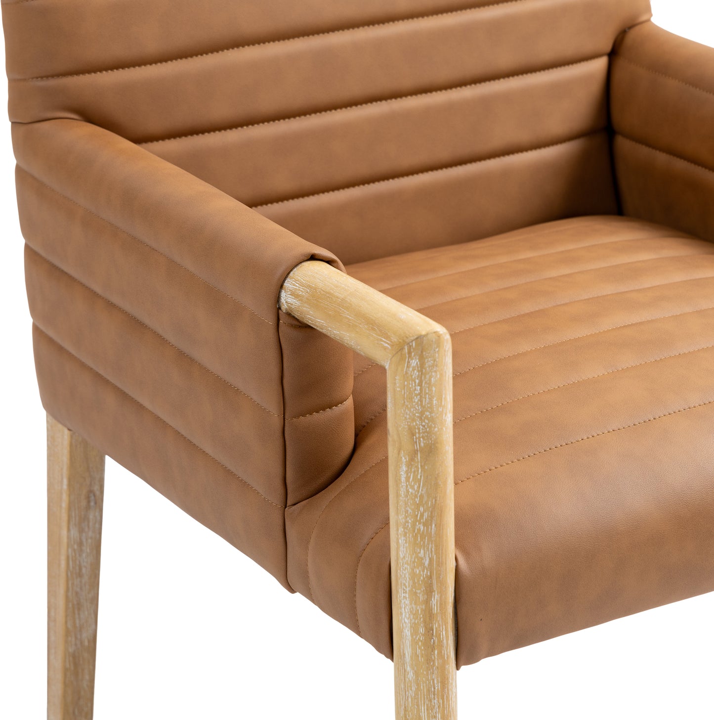 maxwell cognac vegan leather dining arm chair