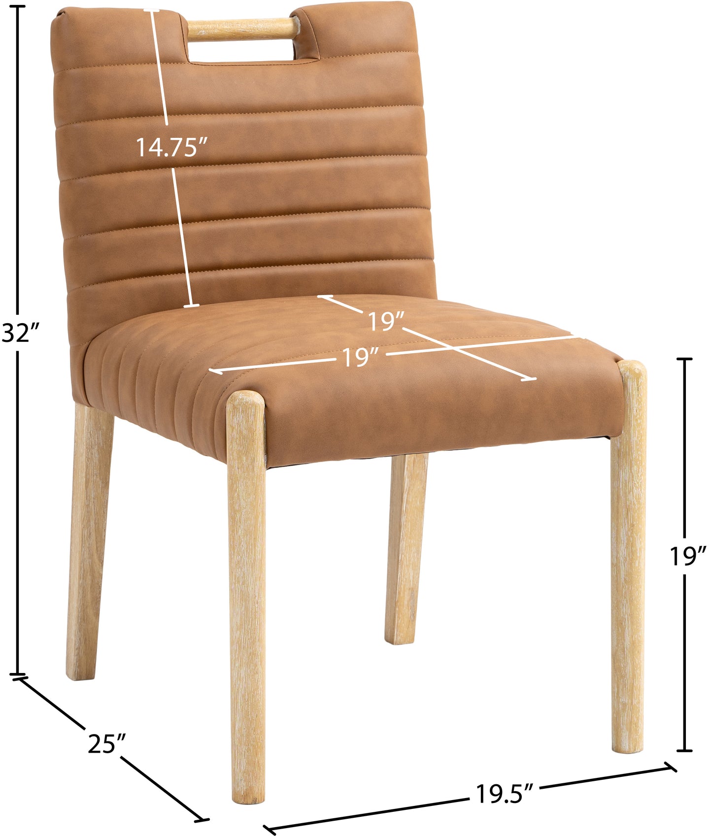 maxwell cognac vegan leather dining side chair