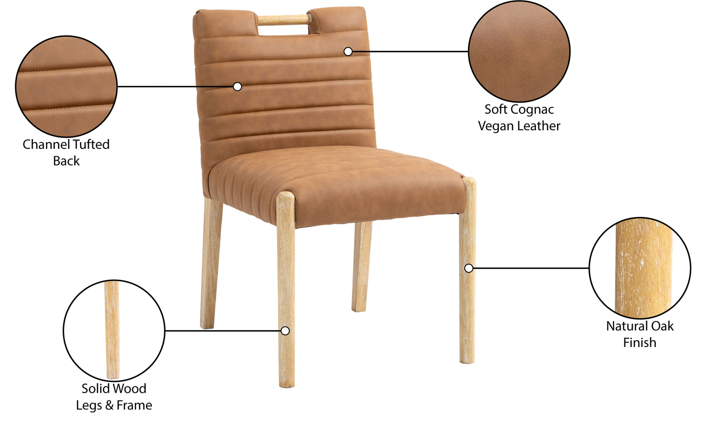 maxwell cognac vegan leather dining side chair