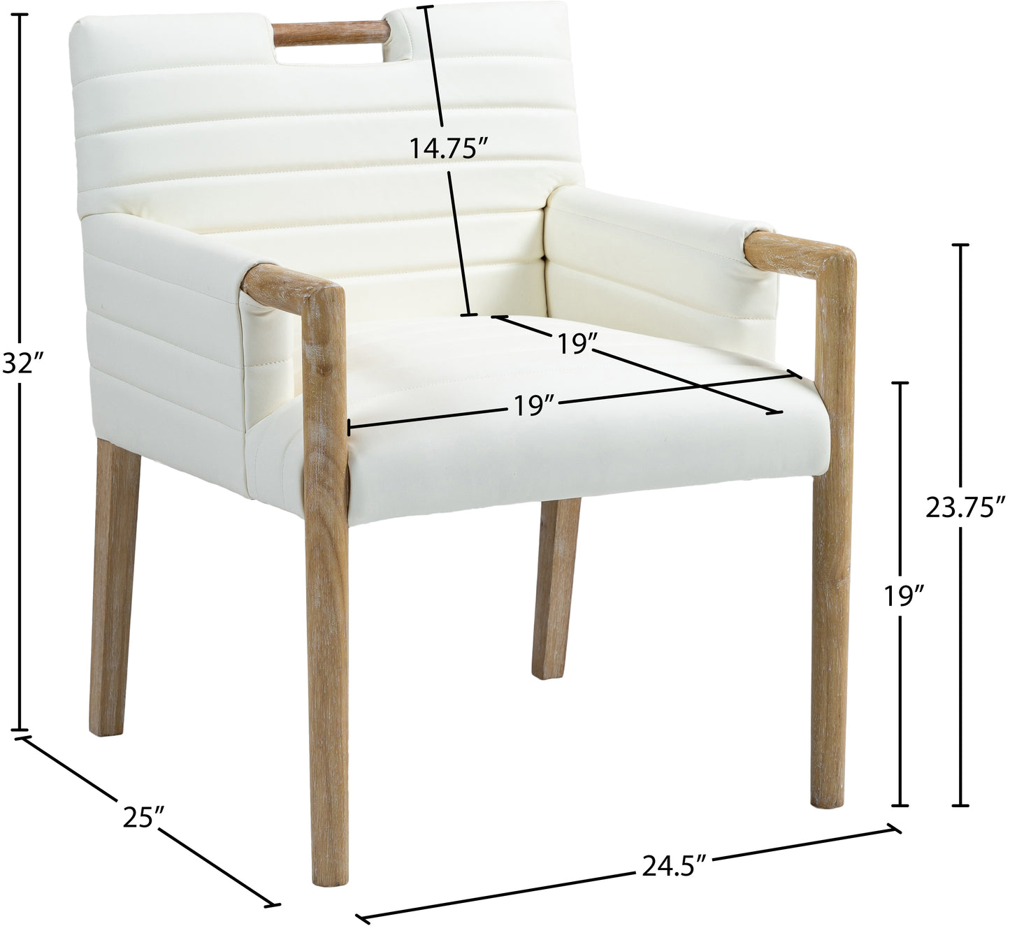 maxwell cream vegan leather dining arm chair