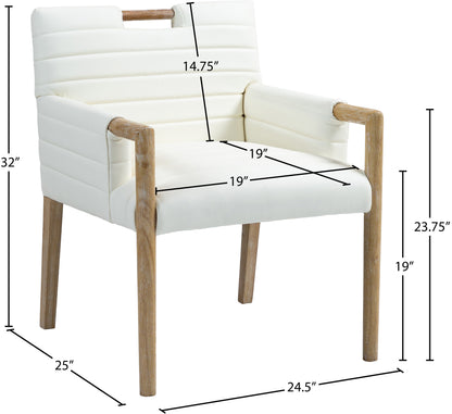 Maxwell Cream Vegan Leather Dining Arm Chair