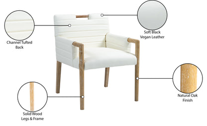 Maxwell Cream Vegan Leather Dining Arm Chair