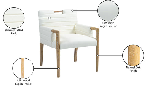 Maxwell Cream Vegan Leather Dining Arm Chair