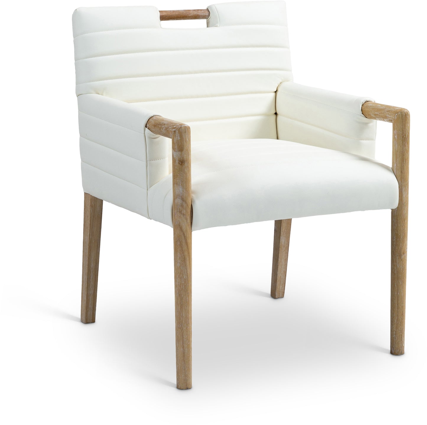 maxwell cream vegan leather dining arm chair