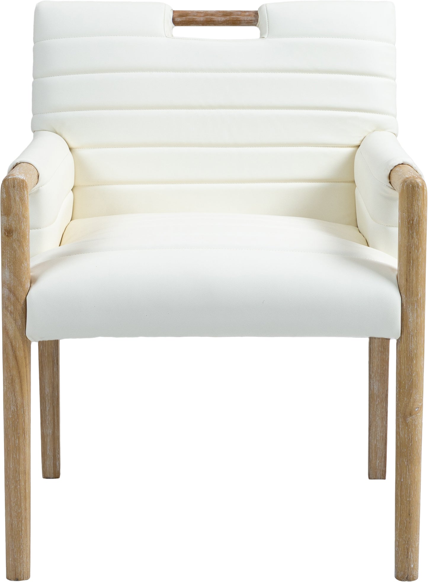 maxwell cream vegan leather dining arm chair