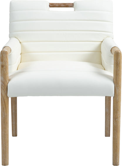 Maxwell Cream Vegan Leather Dining Arm Chair