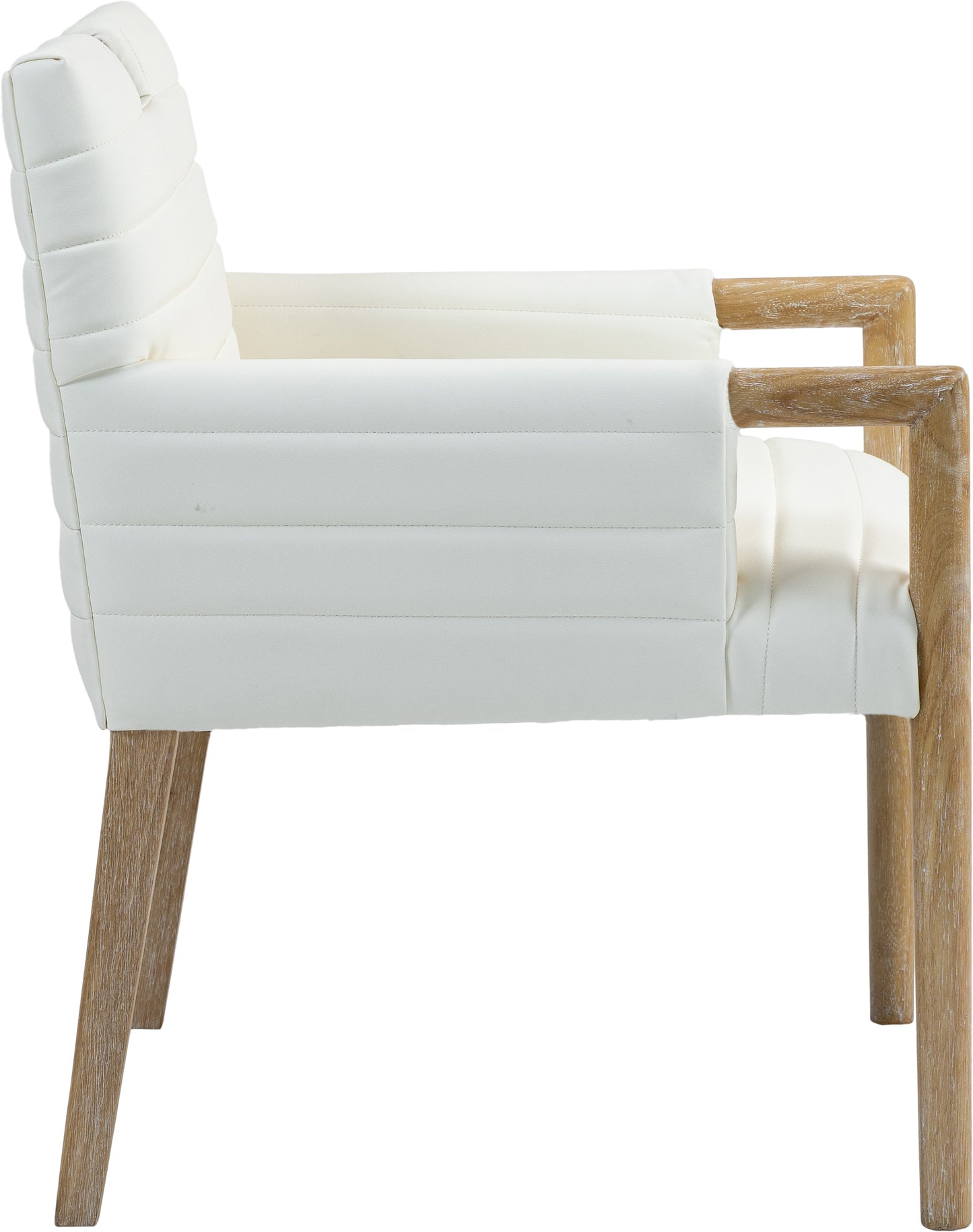 maxwell cream vegan leather dining arm chair