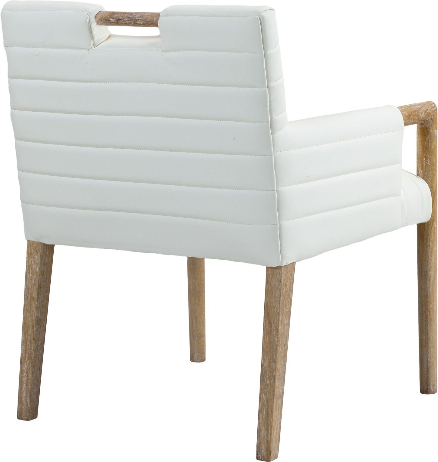 maxwell cream vegan leather dining arm chair