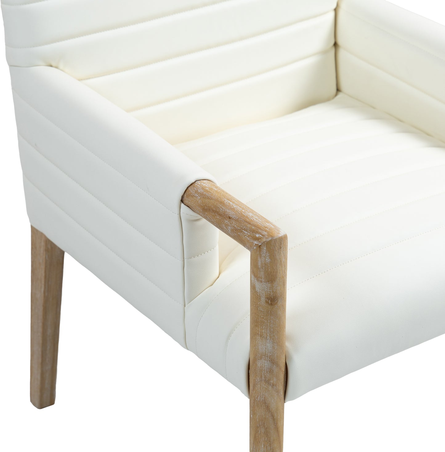 maxwell cream vegan leather dining arm chair