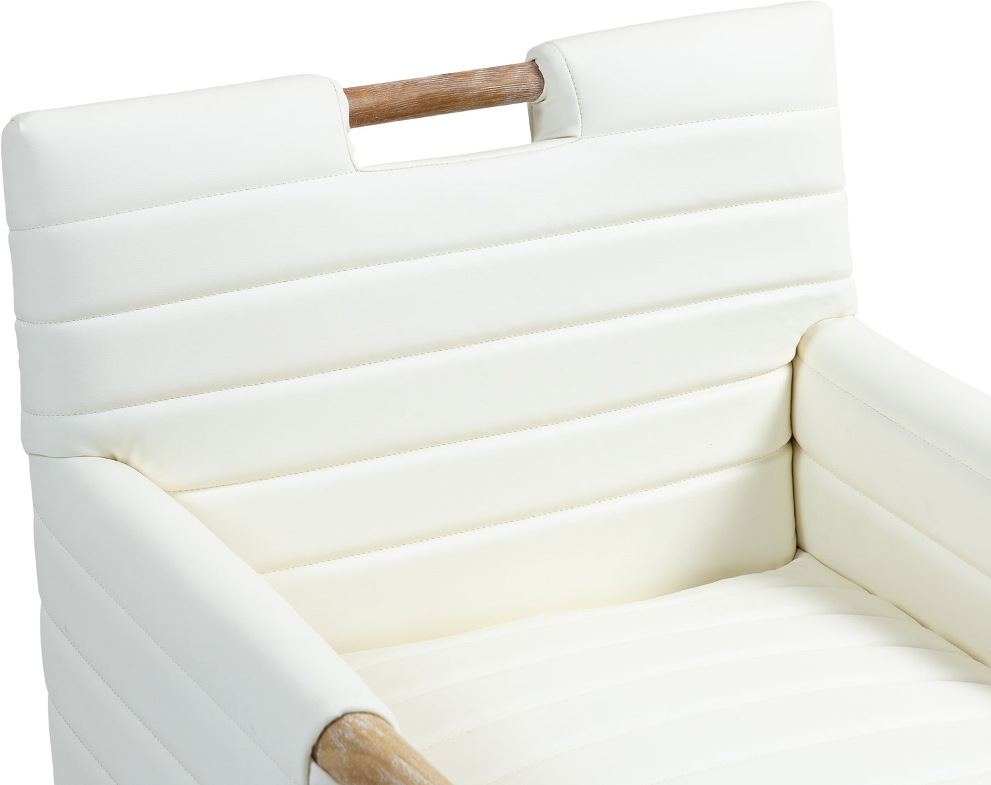 maxwell cream vegan leather dining arm chair