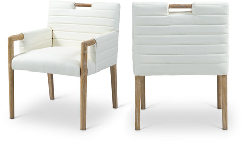 Juniper Cream Vegan Leather Upholstered Dining Arm Chair , 1 Piece (Style 1)