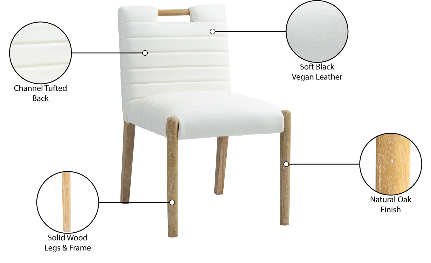 maxwell cream vegan leather dining side chair