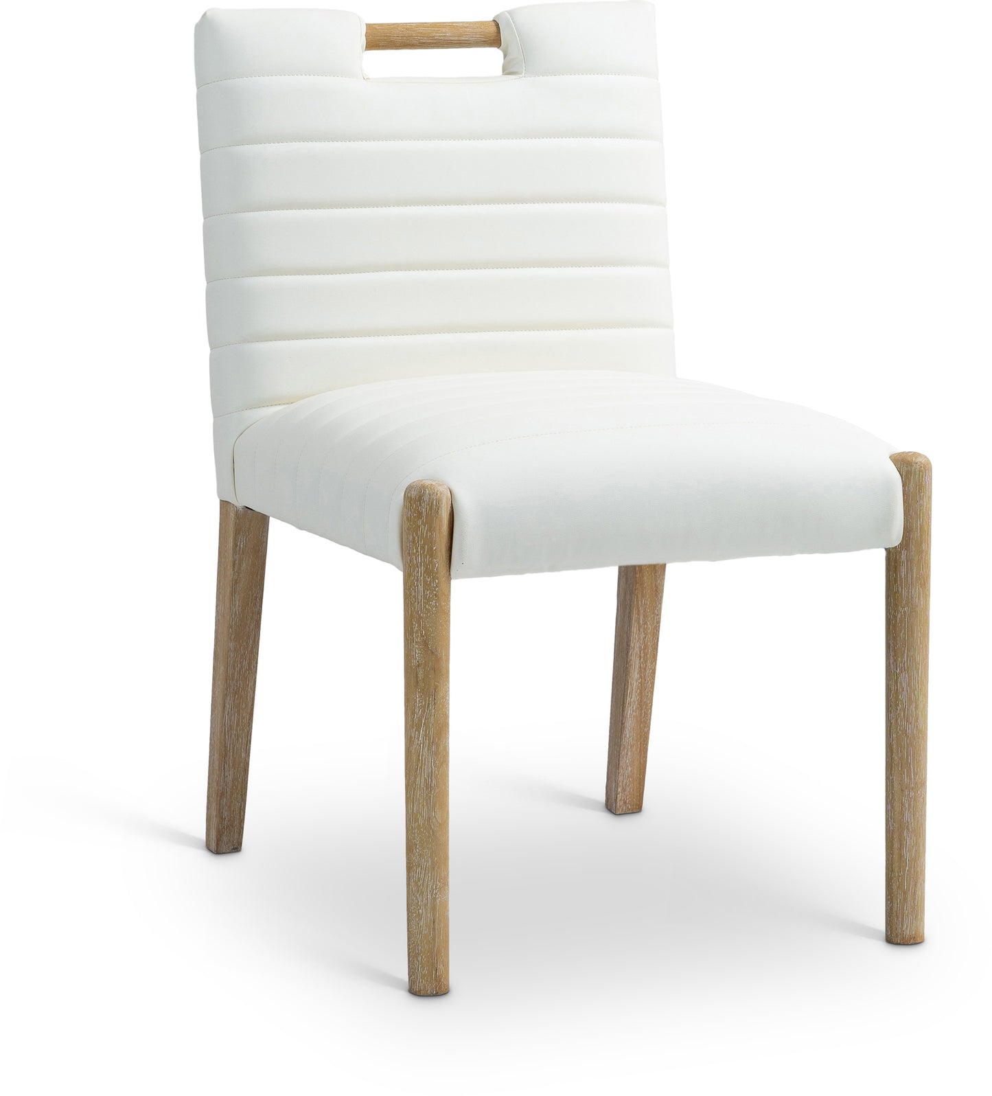 maxwell cream vegan leather dining side chair