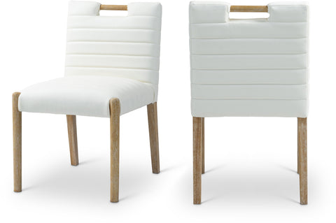 Juniper Cream Vegan Leather Upholstered Dining Side Chair , 2-Piece (Style 1)