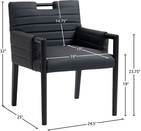 Juniper Black Vegan Leather Upholstered Dining Arm Chair , 1 Piece (Style 2)