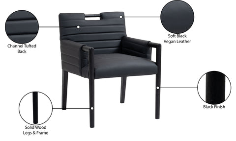 Juniper Black Vegan Leather Upholstered Dining Arm Chair , 1 Piece (Style 2)