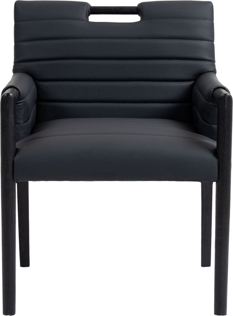 Juniper Black Vegan Leather Upholstered Dining Arm Chair , 1 Piece (Style 2)