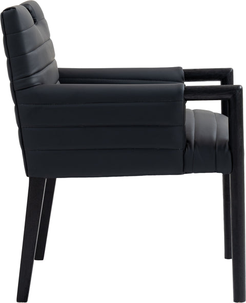 Juniper Black Vegan Leather Upholstered Dining Arm Chair , 1 Piece (Style 2)
