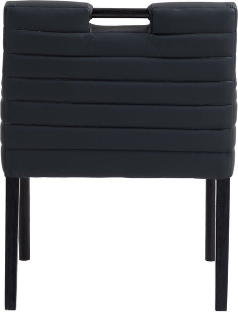 Juniper Black Vegan Leather Upholstered Dining Arm Chair , 1 Piece (Style 2)