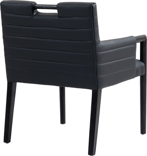 Juniper Black Vegan Leather Upholstered Dining Arm Chair , 1 Piece (Style 2)