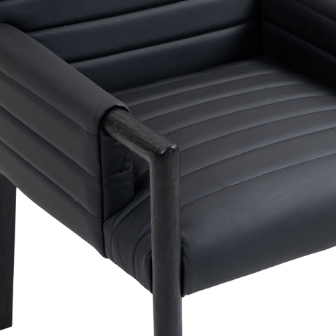 Juniper Black Vegan Leather Upholstered Dining Arm Chair , 1 Piece (Style 2)
