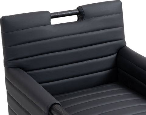 Juniper Black Vegan Leather Upholstered Dining Arm Chair , 1 Piece (Style 2)