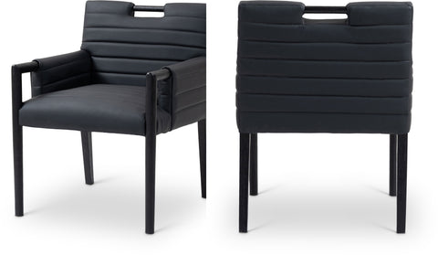 Juniper Black Vegan Leather Upholstered Dining Arm Chair , 1 Piece (Style 2)