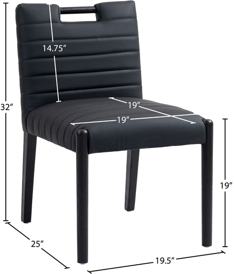 Juniper Black Vegan Leather Upholstered Dining Side Chair , 2-Piece (Style 2)