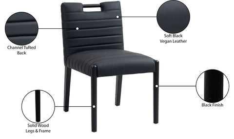 Juniper Black Vegan Leather Upholstered Dining Side Chair , 2-Piece (Style 2)